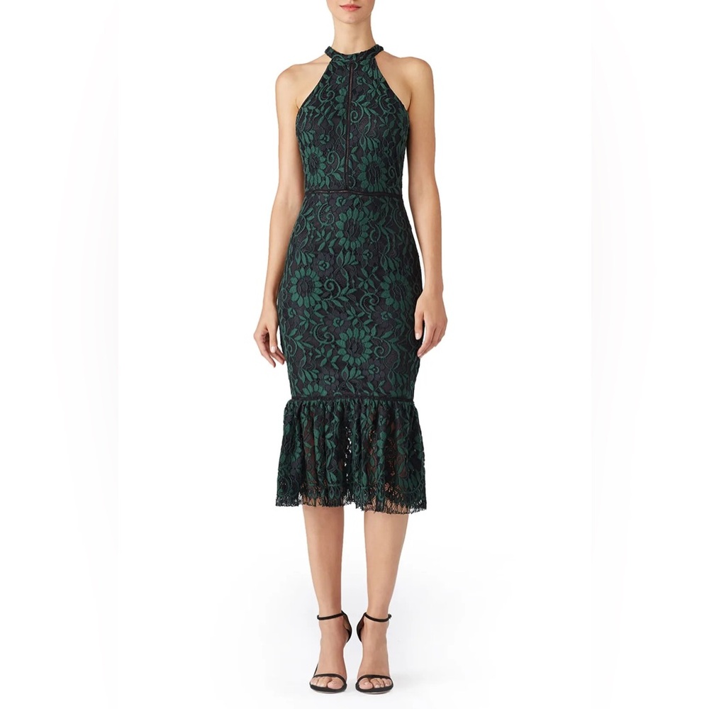 Alexia Admor Green Over Black Lace Dress